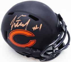 Justin Fields Autographed Chicago Bears Eclipse Black Speed Mini Helmet Beckett Beckett Qr #Bk69299 