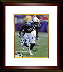 Kevin Dyson signed Tennessee Titans Action 8x10 Photo Custom Framing w/ triple Music City Miracle, 01/08/00 & AFC Champs!! 