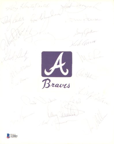 1973 Atlanta Braves Autographed Signed 8X10 Cut Signature With 21 Total Signatures Including Hank Aaron Beckett Beckett 