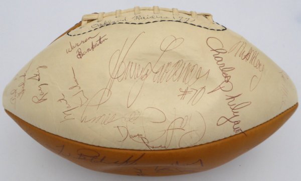1977 Oakland Raiders Autographed Signed Football With 40 Signatures Including John Madden Beckett Beckett Qr #Ad40716 