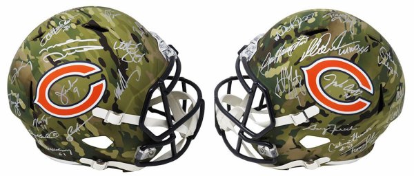 1985 Bears Team Autographed Signed Chicago Bears CAMO Riddell Full Size Speed Replica Helmet LE/20 (28 Sigs) 