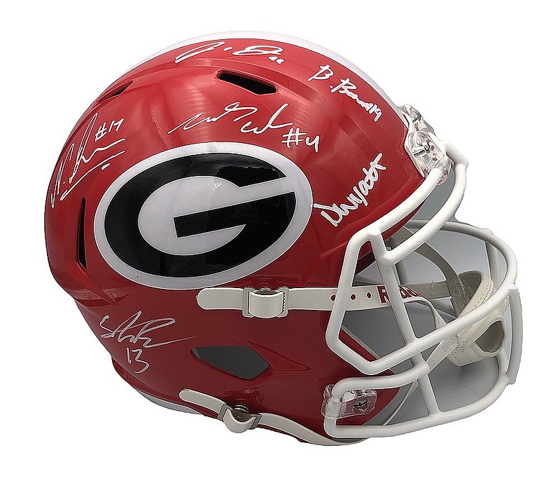 2021 National Champs Team Autographed Signed Georgia Bulldogs Speed Rep Helmet w/4 Sigs -BAS 