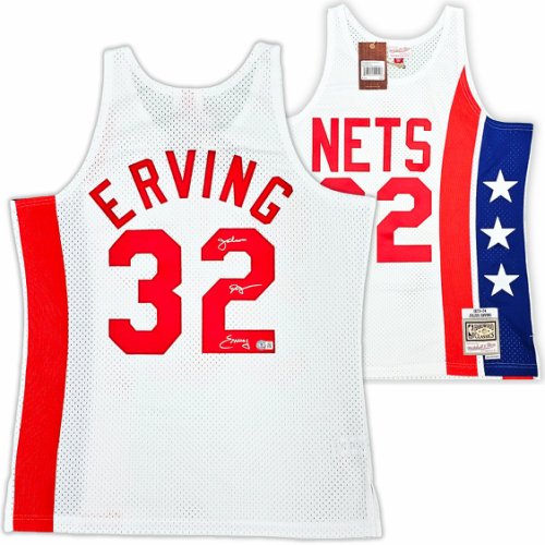 Aba New Jersey Nets Julius "Dr. J" Erving Autographed Signed White Authentic Mitchell & Ness 1973-74 Hwc Swingman Jersey Size L Beckett Beckett Witness #220411 
