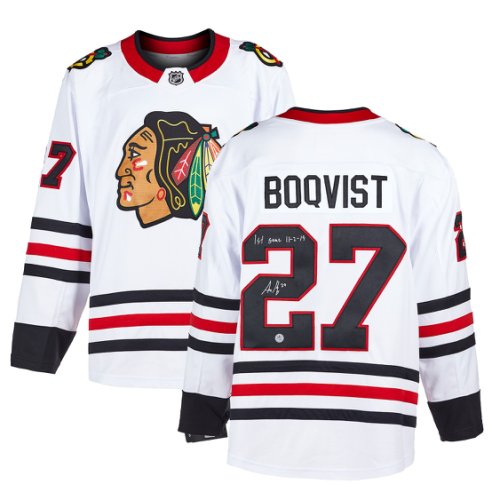 Adam Boqvist Chicago Blackhawks Autographed Signed & Dated 1st Game Fanatics Jersey
