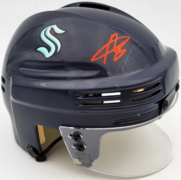 Adam Larsson Autographed Seattle Kraken Blue Mini Helmet Mcs Holo #97383