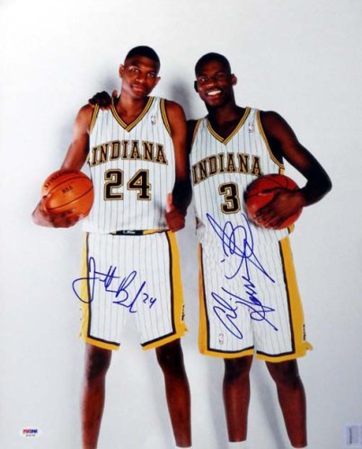Al Harrington & Jonathan Bender Autographed Signed 16X20 Photo Indiana Pacers PSA/DNA 