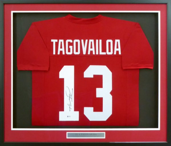 Alabama Crimson Tide Tua Tagovailoa Autographed Signed Framed Red Jersey Beckett Beckett 
