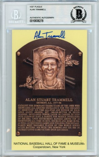 Alan Trammell Autographed HOF Plaque Postcard Detroit Tigers Beckett Beckett