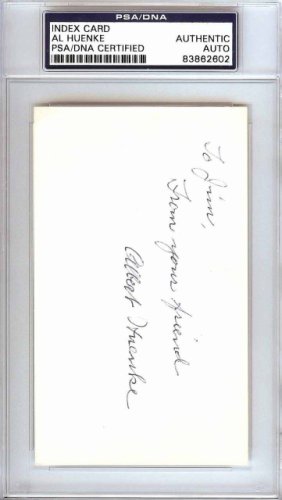Albert "Al" Huenke Autographed Signed 3X5 Index Card New York Giants "To Jim" PSA/DNA 