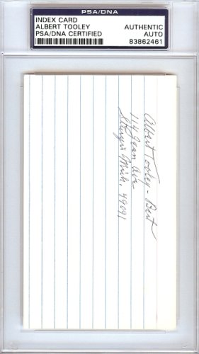 Albert Bert Tooley Autographed 3X5 Index Card Brooklyn Dodgers PSA/DNA