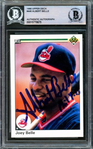 Albert Joey Belle Autographed 1990 UDA Card #446 Cleveland Indians Beckett Beckett