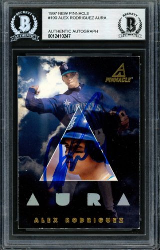 Alex Rodriguez Autographed 1997 Pacific Aura Card #190 Seattle Mariners Beckett Beckett