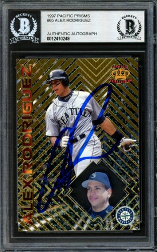 Alex Rodriguez Autographed 1997 Pacific Prisms Card #65 Seattle Mariners Beckett Beckett