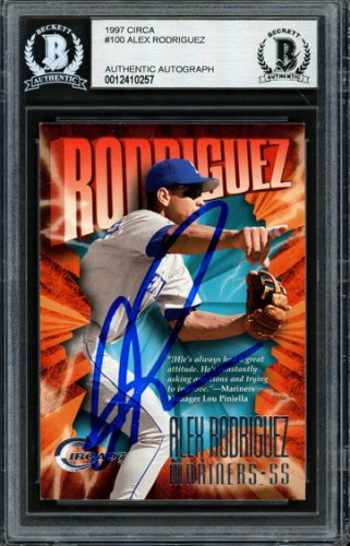Alex Rodriguez Autographed 1997 Skybox Circa Card #100 Seattle Mariners Beckett Beckett