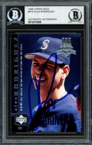 Alex Rodriguez Autographed 1998 UDA Card #510 Seattle Mariners Beckett Beckett