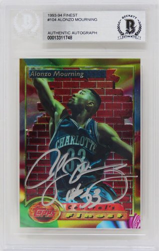 ALONZO MOURNING (Hornets teal TOWER) Signed Autographed Framed