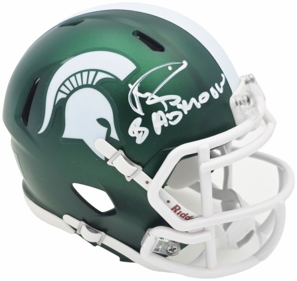 Andre Rison Autographed Signed Michigan State Spartans Satin Green Speed Mini Helmet "Bad Moon" JSA 