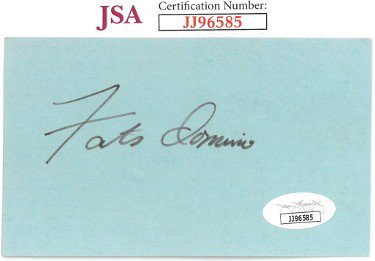 Antoine "Fats" Domino Autographed Signed 3x5 Blue Index Card- JSA #JJ96585 (Singer/Songwriter) 