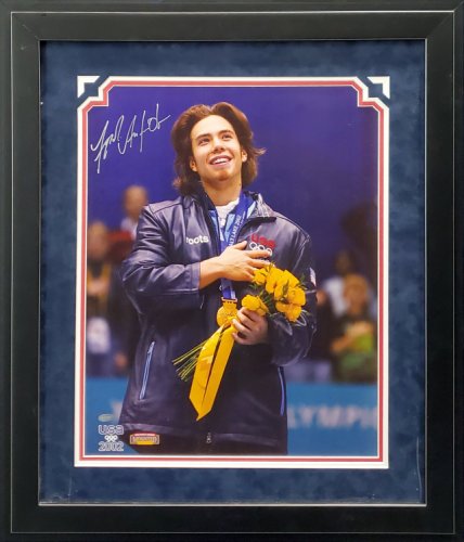 Apolo Anton Ohno Autographed Signed Framed 16X20 Photo Team Usa Winter Olympics Speed Skating Mounted Memories Holo #189439 