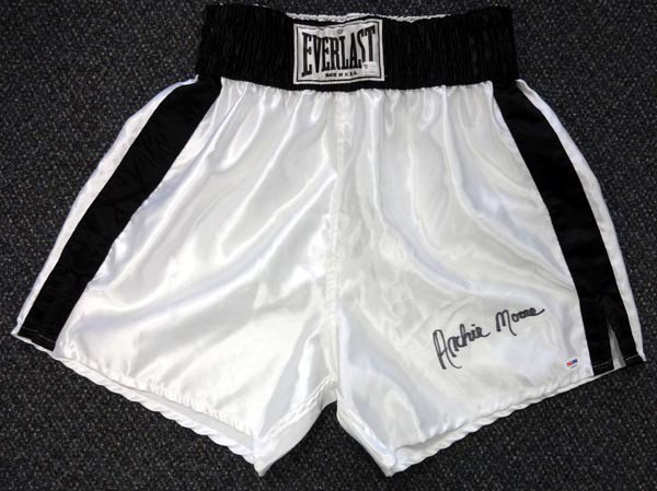 Archie Moore Autographed White Everlast Boxing Trunks PSA/DNA