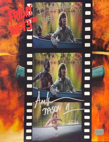 Ari Lehman Autographed Signed Friday the 13th Filmstrip Jason Voorhees 11x14 Photo dual Jason 1/I Never Die!- Lehman Hologram 