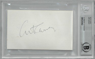 Art Carney Autographed Signed 3x5 Index Card- Beckett/BAS Encapsulated (The Honeymooners/Harry and Tonto/Academy Awards)