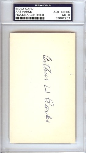 Arthur "Art" Parks Autographed Signed 3X5 Index Card Brooklyn Dodgers PSA/DNA 