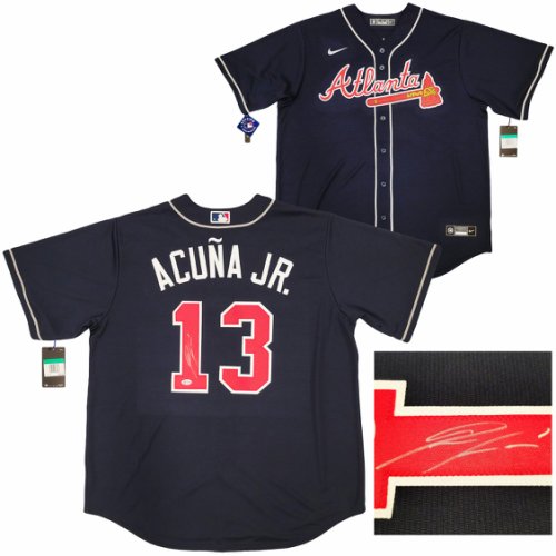 Atlanta Braves Ronald Acuna Jr. Autographed Signed Blue Nike Jersey Size Xl Beckett Beckett 