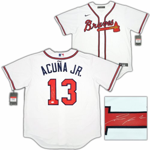 Atlanta Braves Ronald Acuna Jr. Autographed Signed White Nike Jersey Size Large Beckett Beckett 