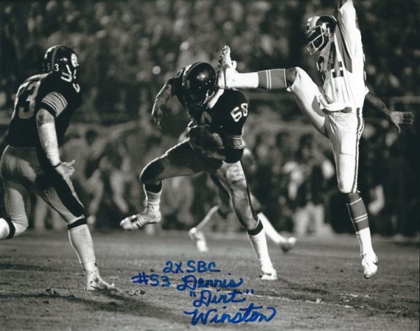 Autographed Signed Dennis "Dirt" Winston 8X10 Pittsburgh Steelers Photo - Autographs