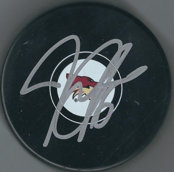 Autographed Signed Jakob Chycrun Arizona Coyotes Hockey Puck - Autographs 