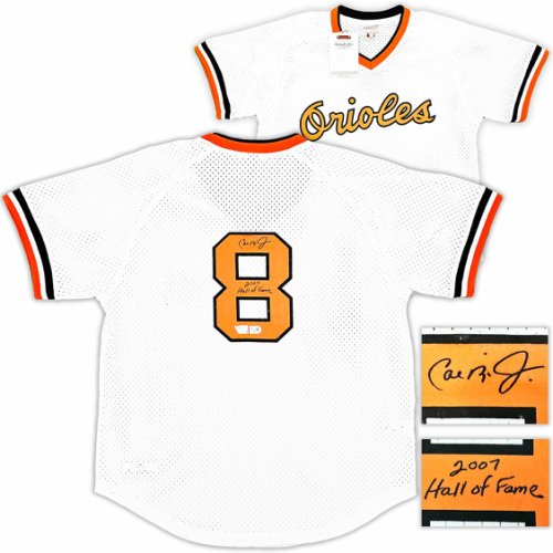 Baltimore Orioles Cal Ripken Jr. Autographed Signed White Mitchell & Ness Authentic Batting Practice Bp Jersey Size L "HOF 2007" Fanatics Holo #218728 