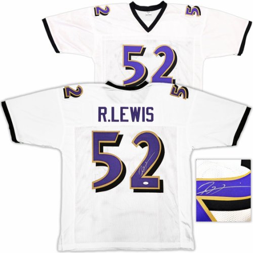 Baltimore Ravens Ray Lewis Autographed Signed White Football Jersey JSA 