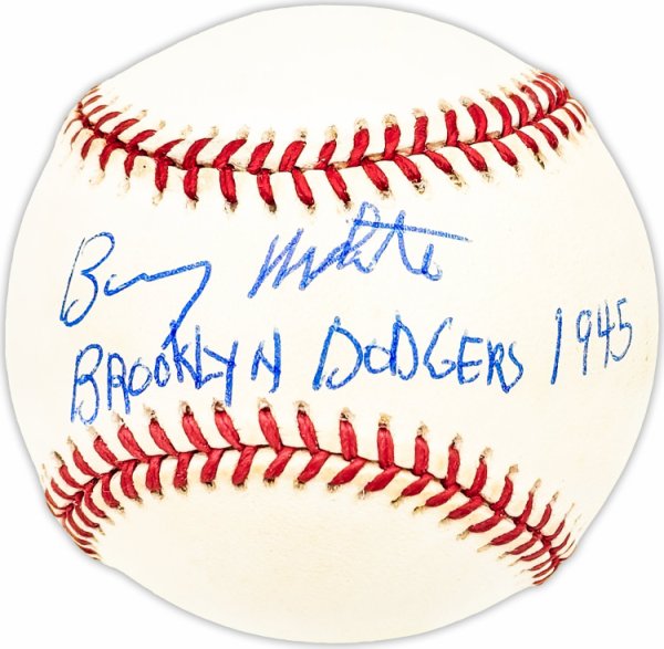 Barney White Autographed Signed Official Nl Baseball Brooklyn Dodgers "1945" Beckett Beckett Qr #Bm25580 