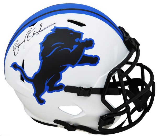 Barry Sanders Autographed Signed Detroit Lions Lunar Eclipse White Matte Riddell Speed Full Size Replica Helmet 