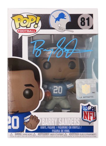 Barry Sanders Autographed Signed Detroit Lions NFL Legends Funko Pop Doll #81 