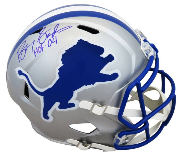 Barry Sanders Autographed Signed Detroit Lions Throwback Riddell Full Size Speed Replica Helmet w/HOF'04 
