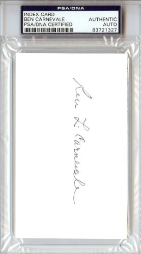 Ben Carnevale Autographed Signed 3X5 Index Card Navy Midshipmen PSA/DNA