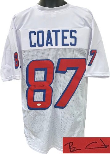 Ben Coates Autographed Signed White Custom Stitched Pro Style Football Jersey XL- JSA Witnessed 