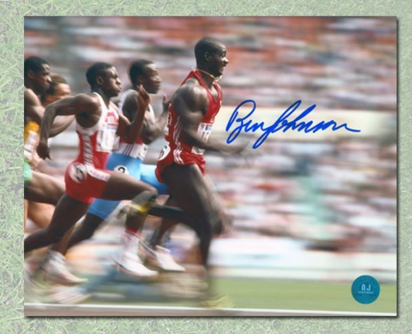 Ben Johnson Canada Autographed Signed Olympic Games Running Fast 8x10 Photo 