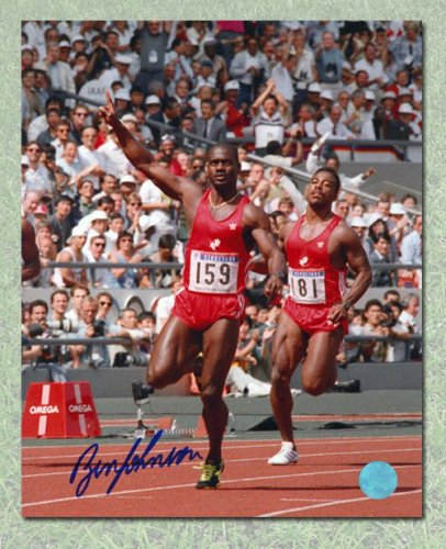 Ben Johnson Canada Autographed Signed Record Breaking 100 Meter 8x10 Photo 