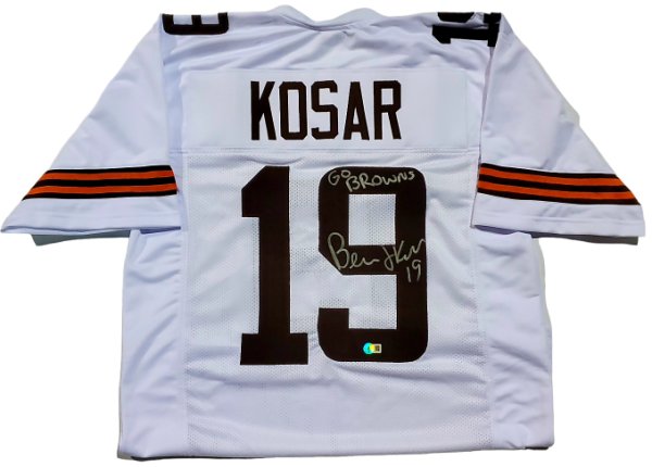 Bernie Kosar Cleveland Browns Autographed Signed White Custom Jersey w/ "Go Browns" Inscription - Beckett Authentic 