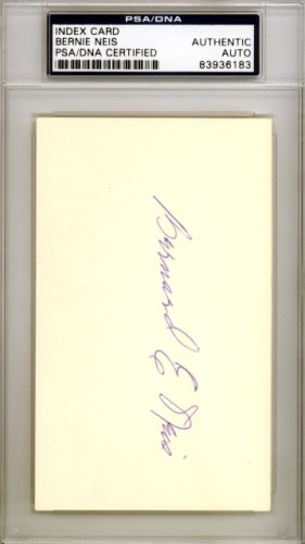 Bernie Neis Autographed 3X5 Index Card Brooklyn Dodgers PSA/DNA