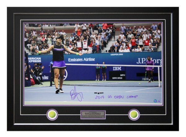 Bianca Andreescu 2019 US Open Tennis Champ Autographed Signed & Inscribed 27x37 Frame #/19 