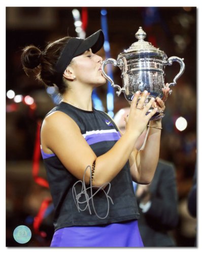 Bianca Andreescu Autographed Signed 2019 US Open Tennis Trophy Celebration 8x10 Photo