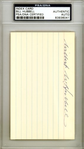 Bill Hubbell Autographed Signed 3X5 Index Card Brooklyn Dodgers PSA/DNA 