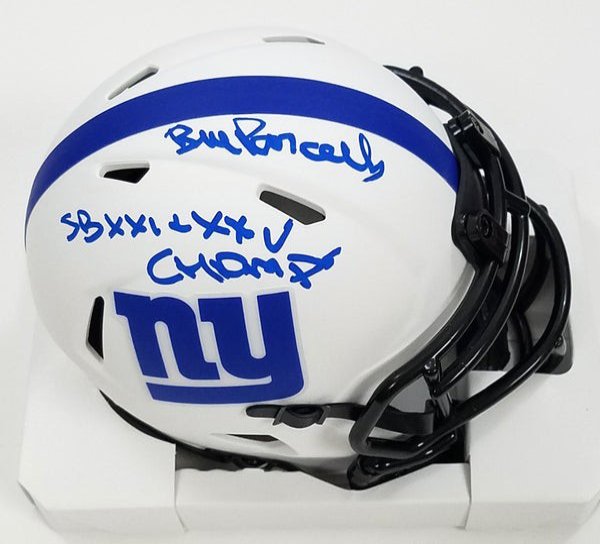 Bill Parcells Autographed Signed New York Giants Lunar Eclipse Mini Helmet W/ Sb Xxi Xxv Champs Beckett Witnessed 