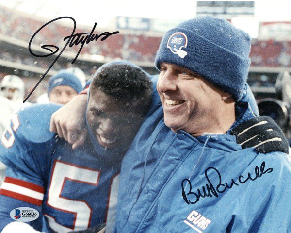 Bill Parcells & Lawrence Taylor Autographed Signed New York Giants 8X10 Beckett Witnessed 