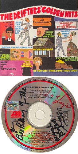 Bill Pinkney & Lee Logan Autographed Signed The Drifters' Golden Hits Album CD/Cover 4 sigs Original Drifter COA 