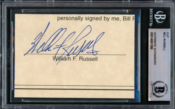 Bill Russell Autographed Signed 2.5X3.5 Cut Signature Boston Celtics Full Name Beckett Beckett 